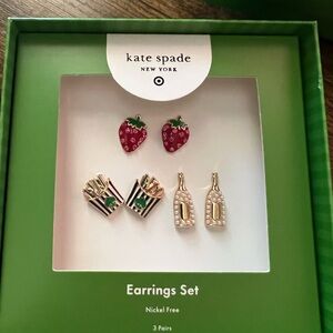Kate Spade x Target - Earrings 3pc Set Strawberry French Fries Champagne - NEW